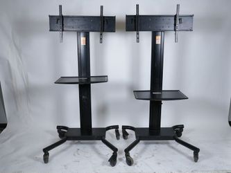 Commercial Rolling TV Monitor Stand Cart 55 lb Capacity AV Shelf Adjustable