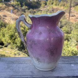 Antique Victorian Pink Ombre Lusterware Ironstone Pitcher Gold Splatter Ewer