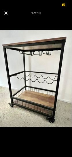 Bar Cart w/ 9 wine glasses