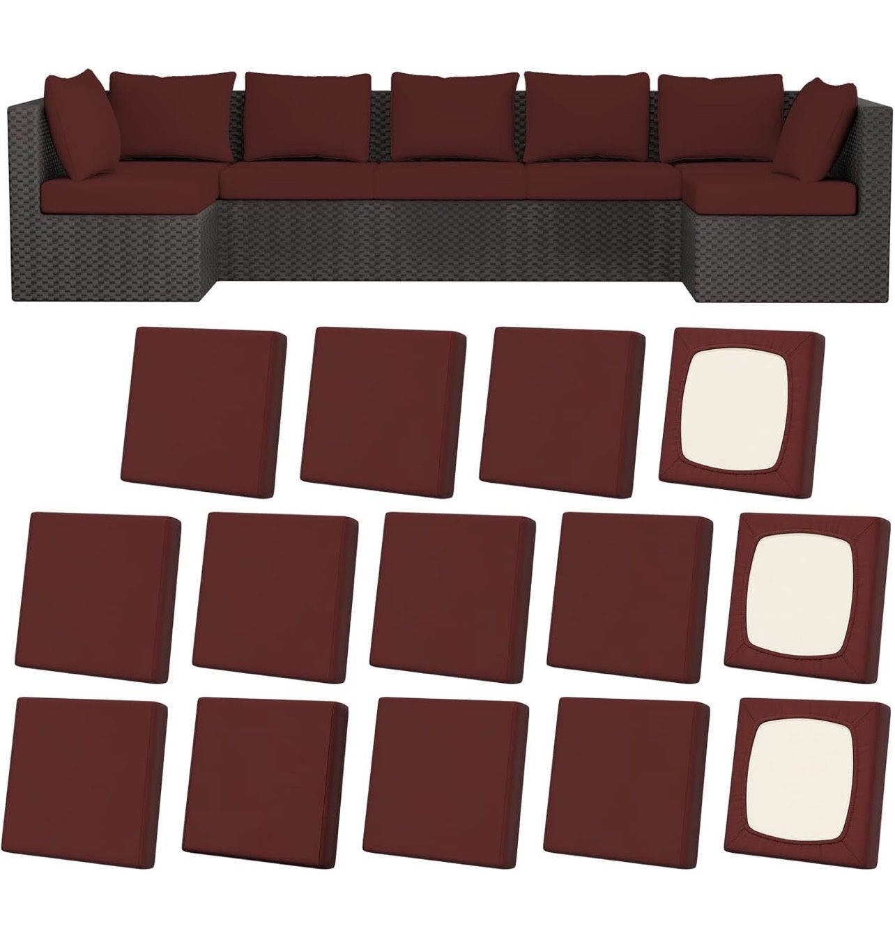 13 Pcs Patio Stretch Cushion Covers, Outdoor X(402)