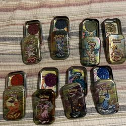 EMPTY Prismatic tins, Empty With Art Cards And Coins Inside 