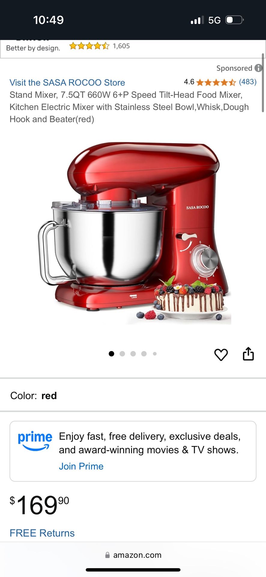 Stand Mixer For Kitchen Stainless Steel New $55