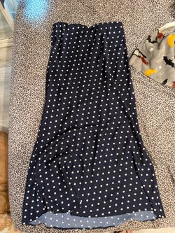 Navy Blue Polka Dot Maxi Skirt