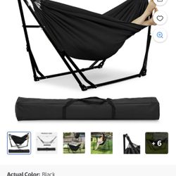 Ainfox 2 in 1 Hammock and Swing Chair with Stand, 550 lbs Capacity，Black