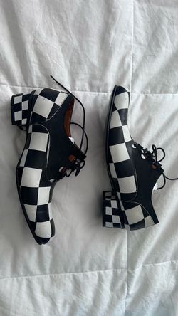 John Fluevog Obero CA 155 Black & White Checkerboard Leather Shoes – Size 7M/9W