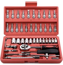 46 Pieces 1/4 inch Drive Socket Ratchet Wrench Set