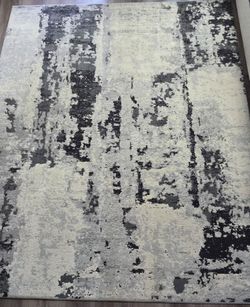Abstract Area Rug Gray Black Ivory