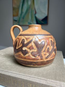 Handcrafted Detailed Handle Vase ( H4.5” D6” ) firm on price