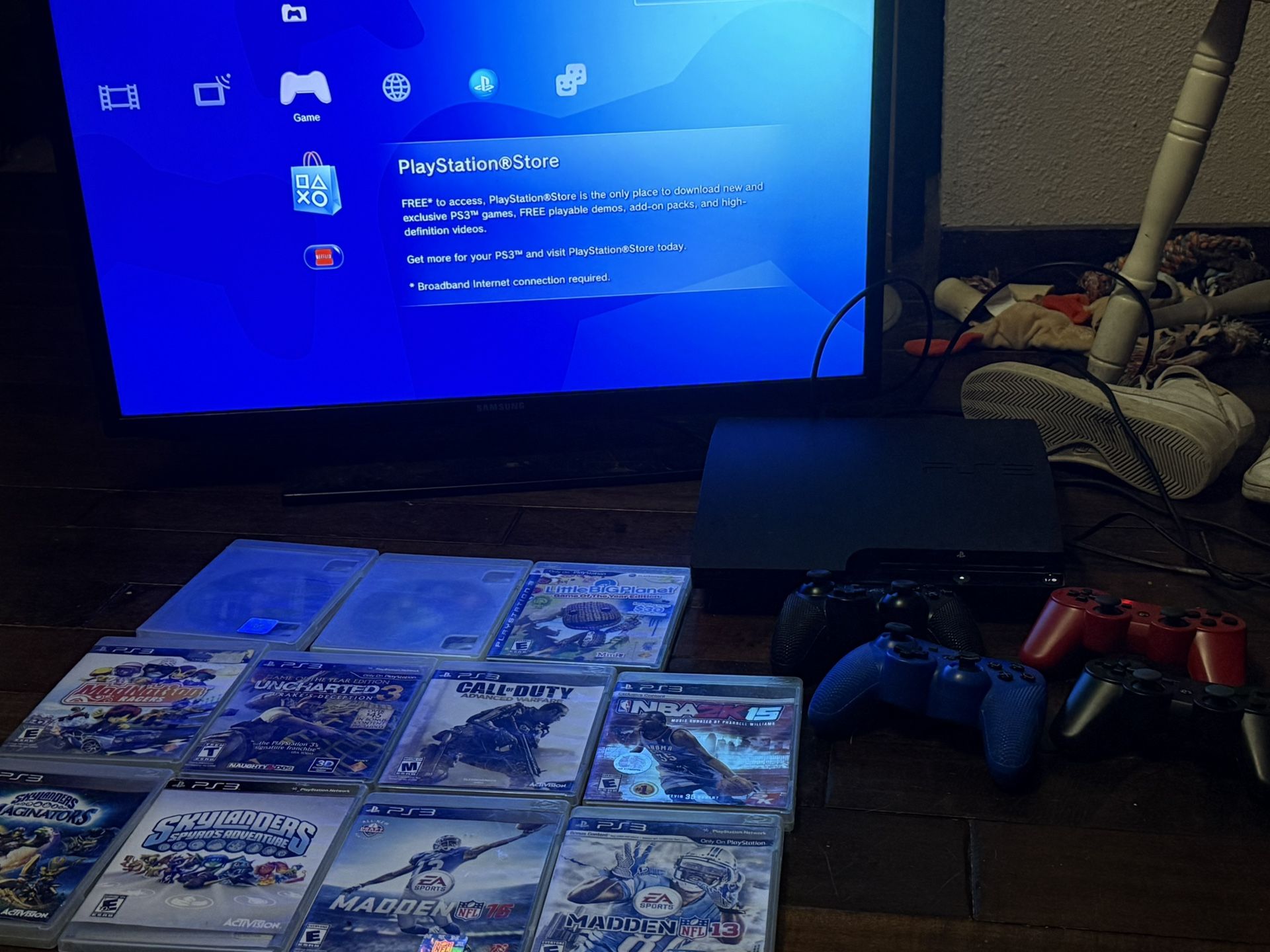 PS3 Console With Games And Controllers