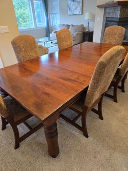 Solid cherry dining table with chairs