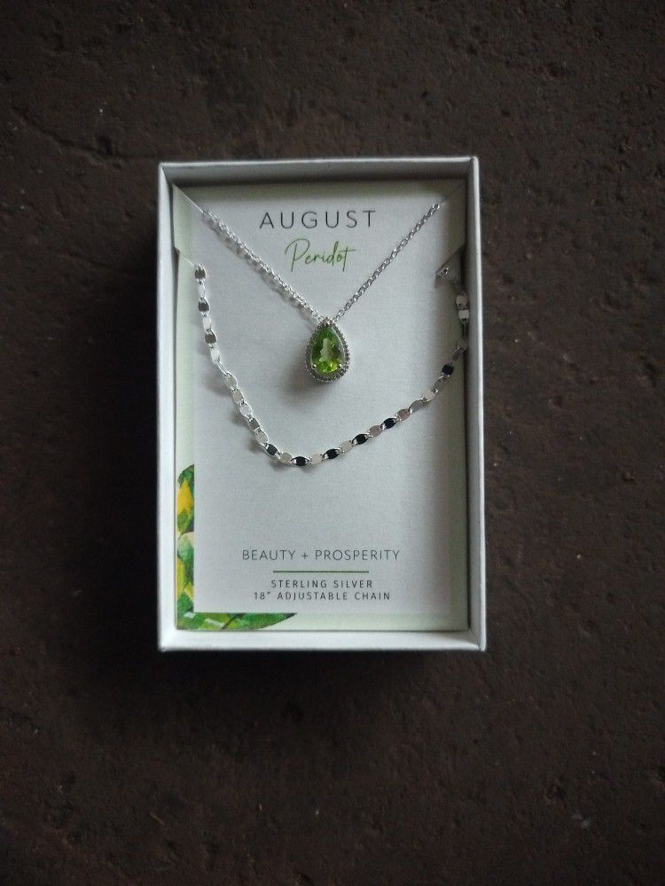 Sterling Silver Peridot Necklace 18"