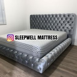 New King Bed Frame With Mattress 