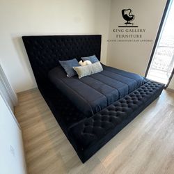 King Size Bed Frame with Storage Benches Attached 7 Months Old