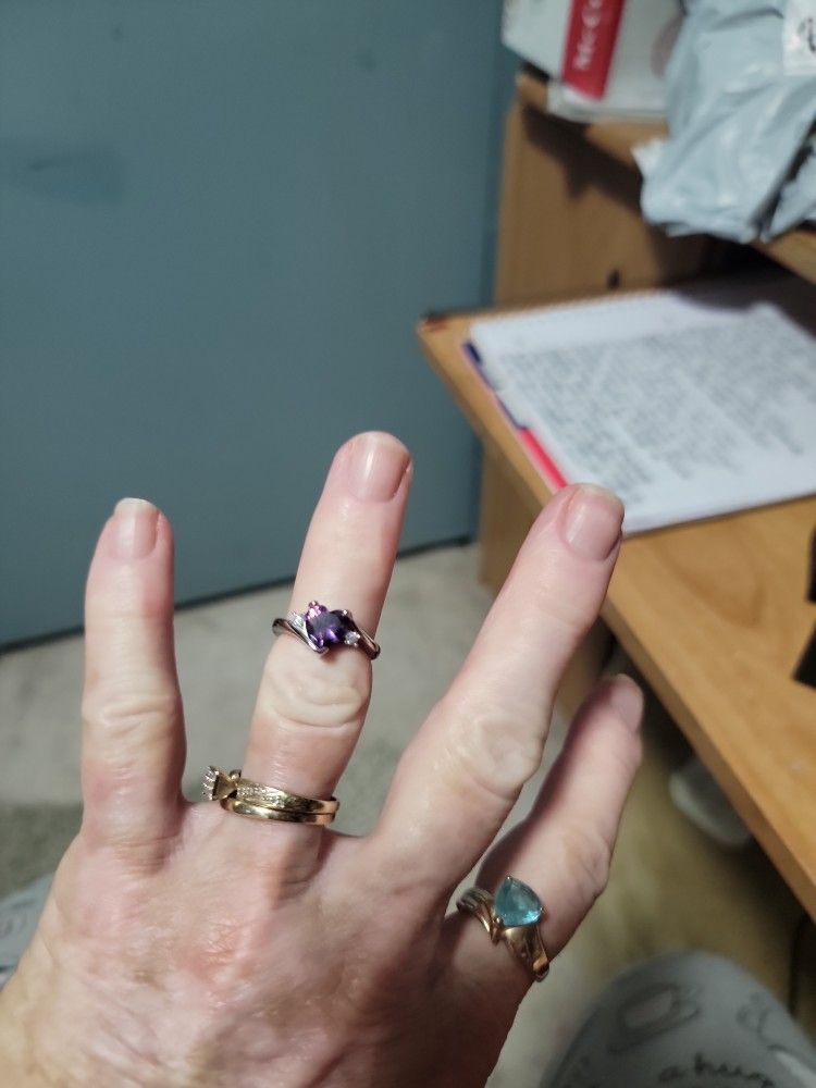 Size 6 Sterling Silver Amthyst Heart Ring