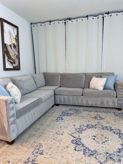 West Elm suede gray L-shape sectional 🛻Delivery Available 🛻