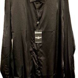 BARABAS Men’s Black Satin Dress Shirt