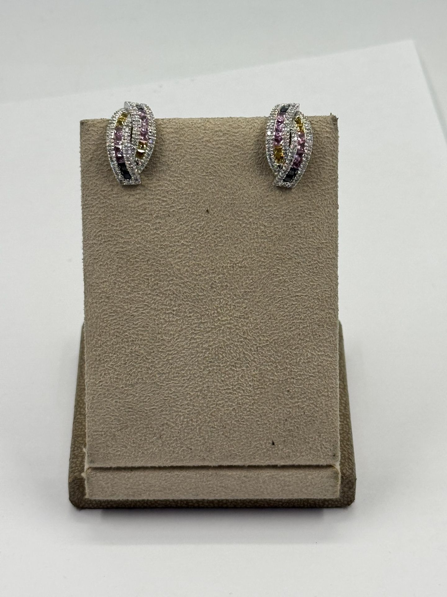 Colored Stone Gold Clip Earrings