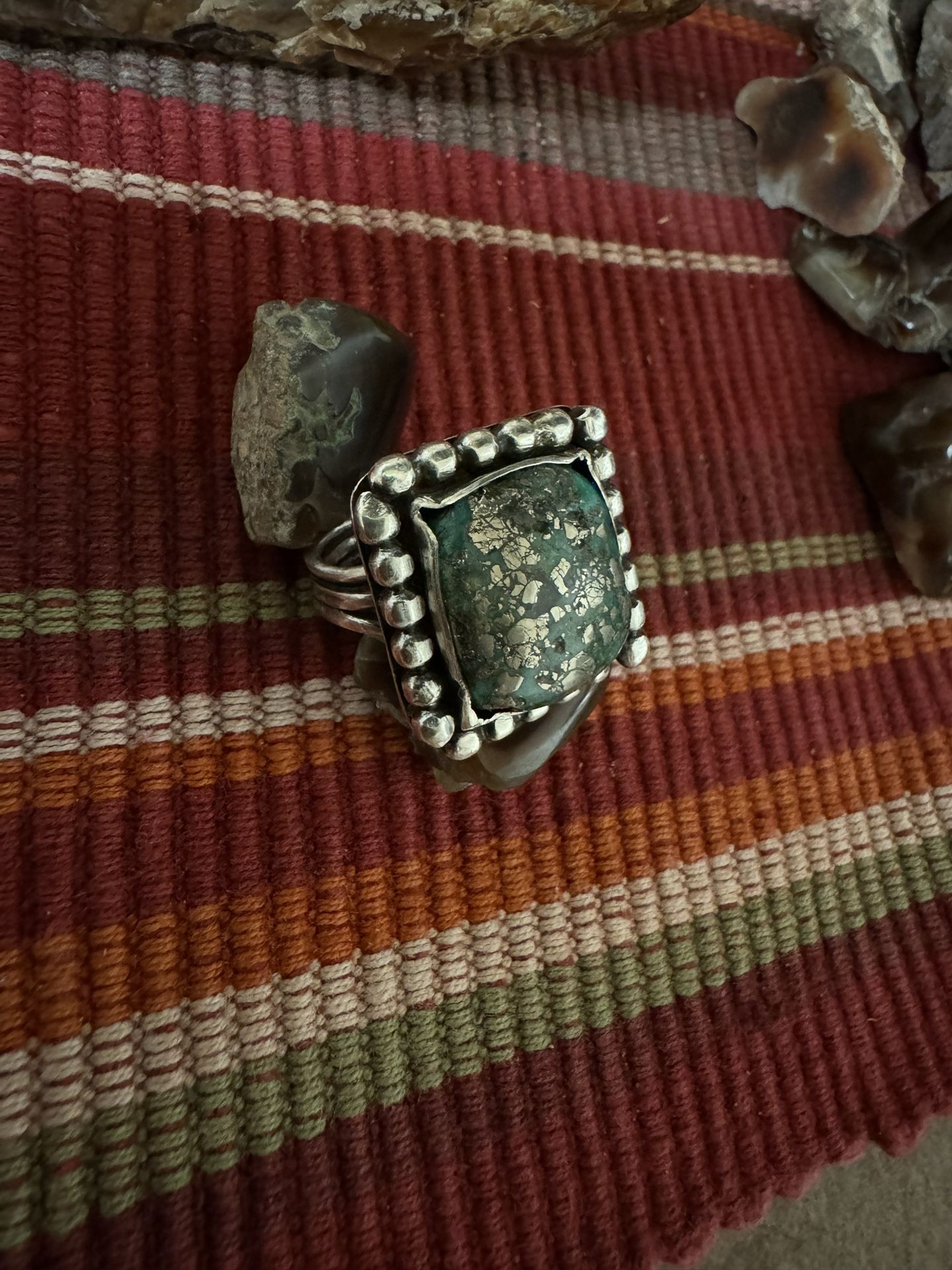 Green Turquoise Sterling Silver Ring