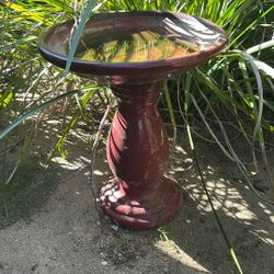 Ceramic Birdbath Rusty Red Color