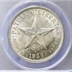 1933 Cuban UN Peso Libertad Silver Coins - ANACS AU 50