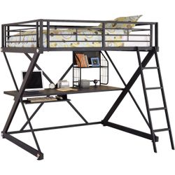 Full size loft bed with desk