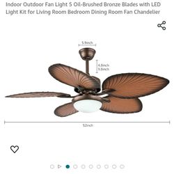 Selling Indoor Outdoor Fan Light 5 Oil-Brushed Bronze Blades with LED Light Kit for Living Room Bedroom Dining Room Fan Chandelier