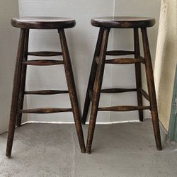 SOLID WOODEN BAR STOOLS (2)*FIRM PRICE* 
