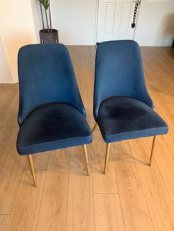Navy Velvet  chairs with Gold Finish (Living Spaces)
