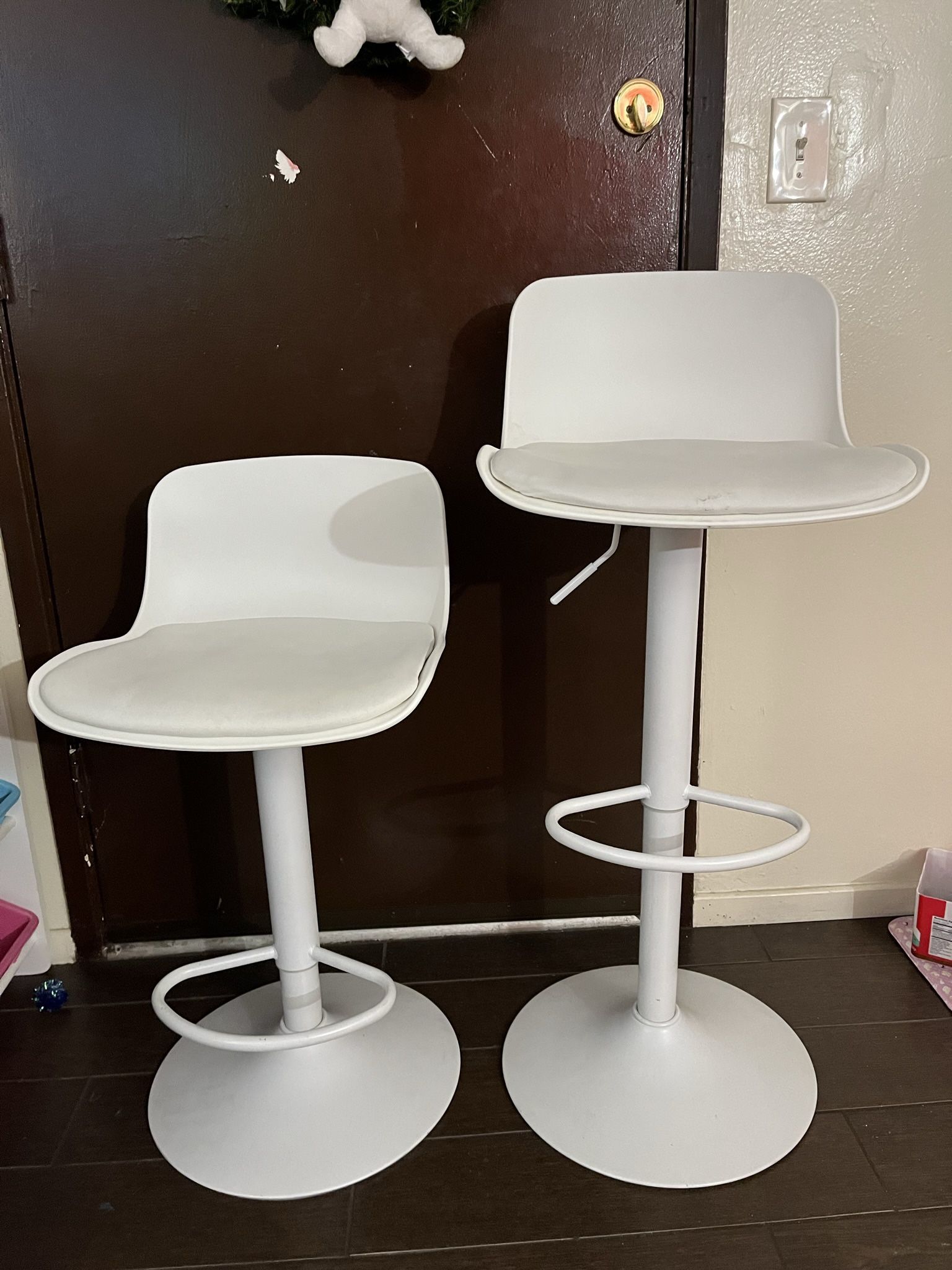 2 White Stools Chairs