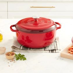 Lodge 7.5 Quart Enameled Cast Iron Dutch Oven with Lid – Dual Handles – Oven Safe up to 500° F or on Stovetop -