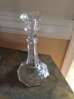 Vintage Etched glass candle holder