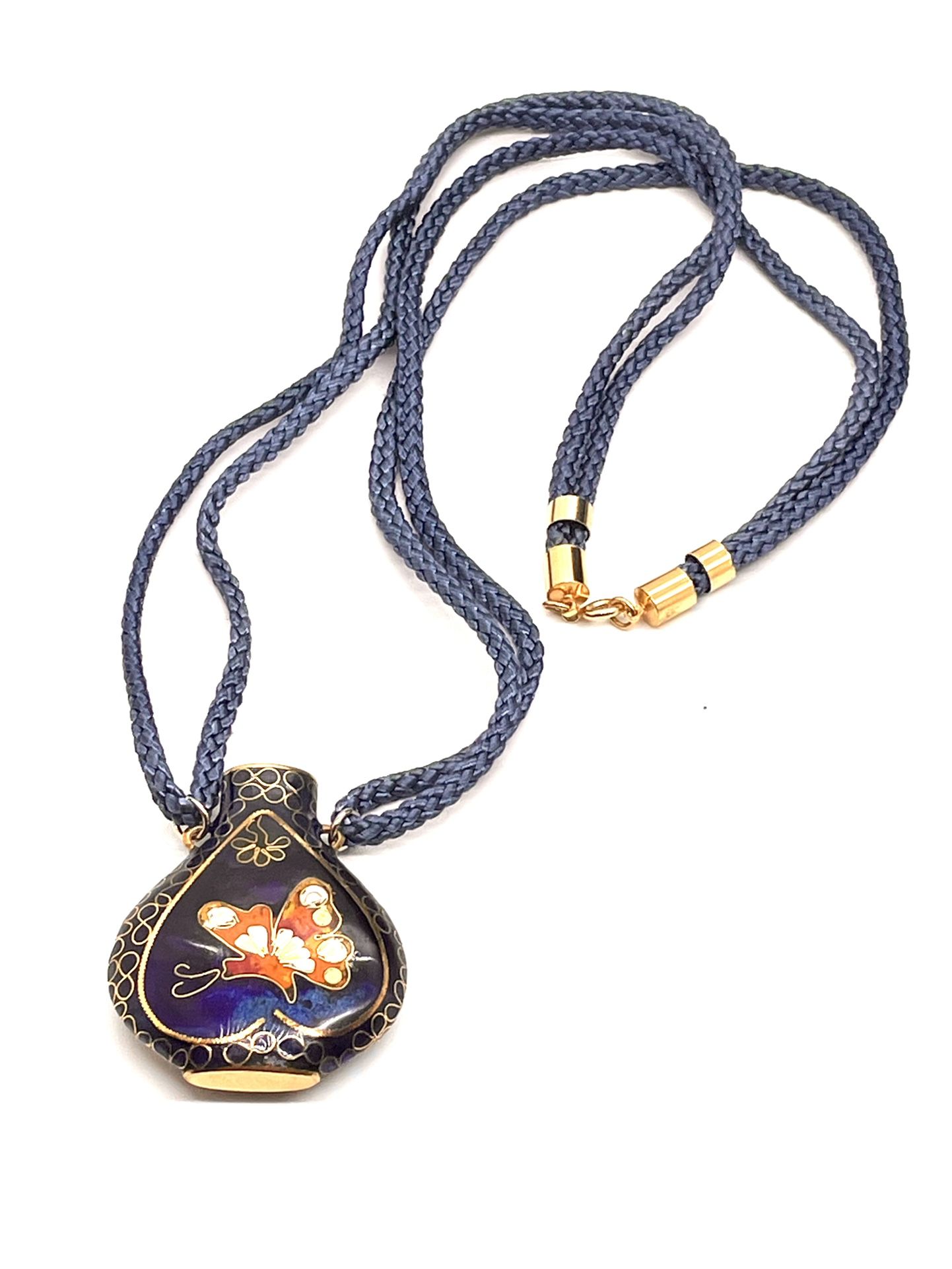 Asian Cloisonné Snuff Bottle Necklace