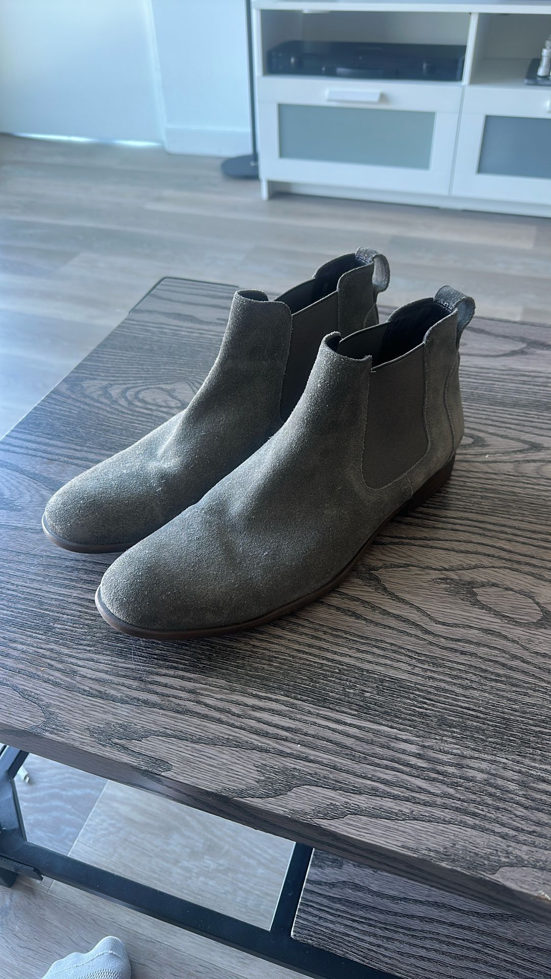 John Varvatos Grey Swede Chelsea Boots