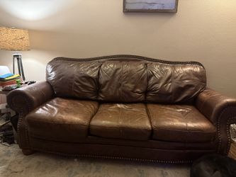 Rustic Leather Couch & Love Seat