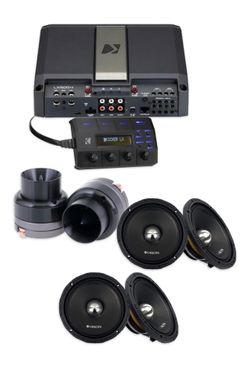 New powerful  VOICE PACKAGE KICKER LX 4 CHANNEL AMP MIDRANGE SPEAKERS TWEETERS