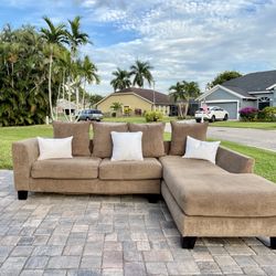 Soft Mocha 2-Piece Sectional Couch – Clean & Comfy