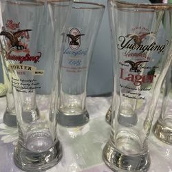 Yuengling Collectors Pilsner Glasses Gold Embossed Like New 