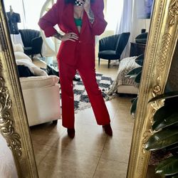 Red Vintage 80s Blazer Suit Coat 