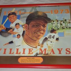 Huge Willie Mays Seagram's Bar Mirror SF Giants 45"x29"