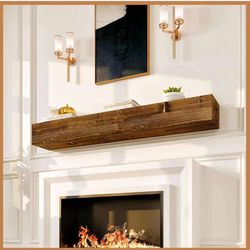New in box Rustic Fireplace Mantle Shelf 60 Inches - Handcrafted Wood Mantles For Over Fireplace - Wall Mounted Farmhouse Fireplace Mantel Shelf - Flo