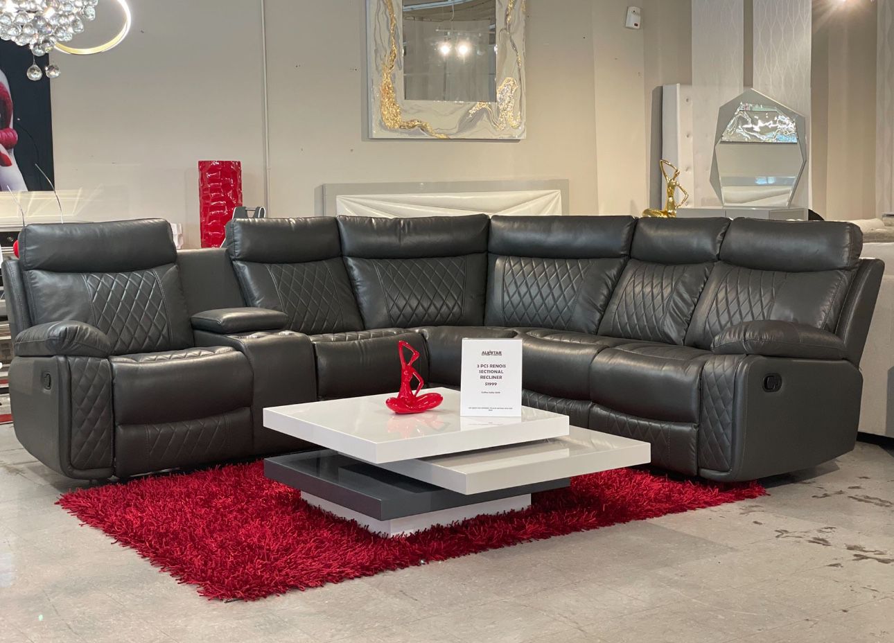 Charcoal Grey Sofa Sectional Recliner 🔥financing Available 
