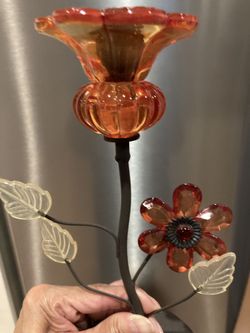 Amber Flower Candle Holders