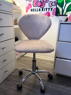 Pink Fabric Office Chair with Chrome Base