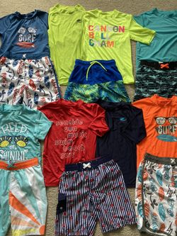 6 Boys Swim Sets & 2 Tops; Size 6/7 