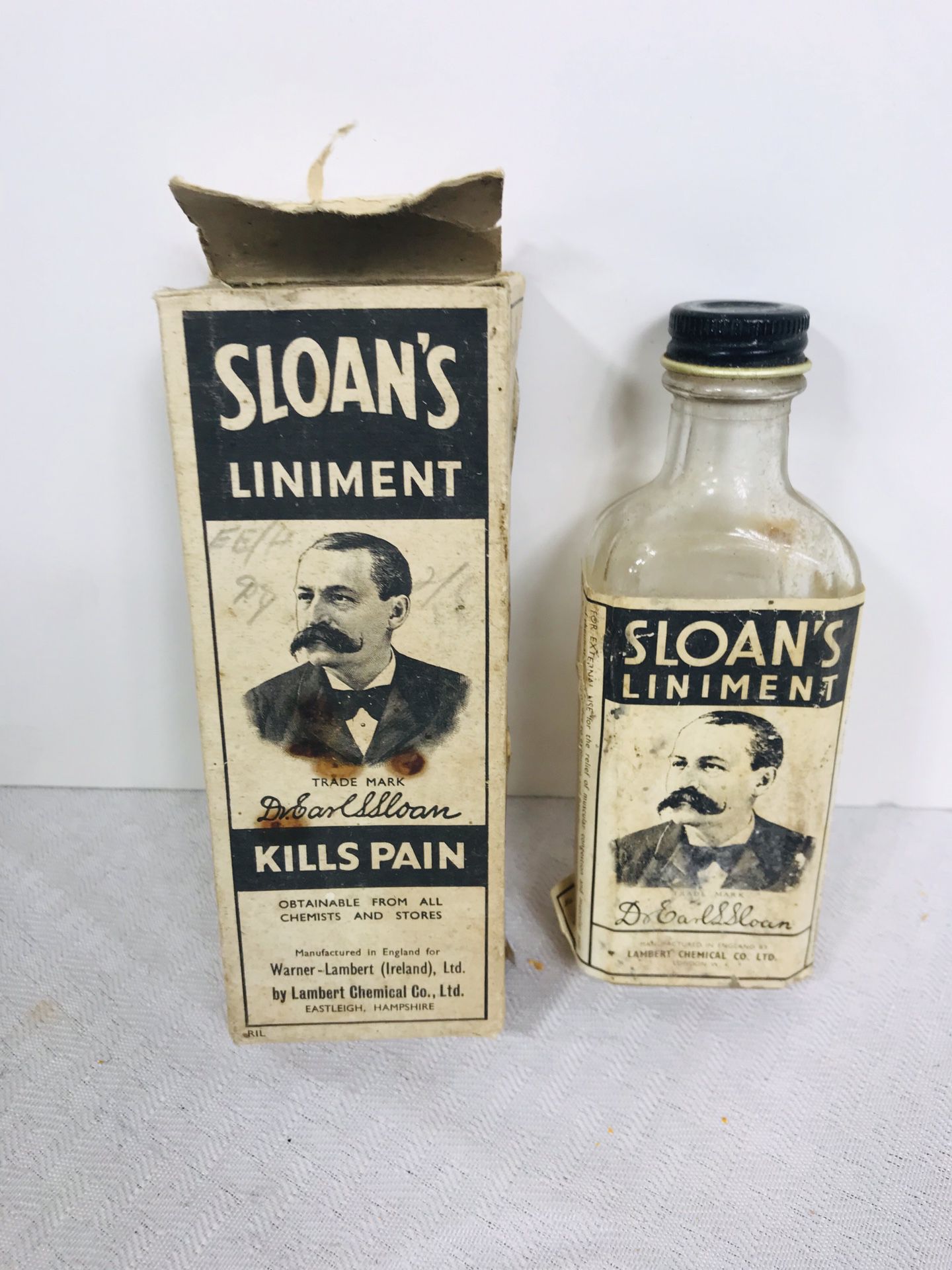 Vintage Sloan’s Liniment KILLS PAIN empty GlassBottle