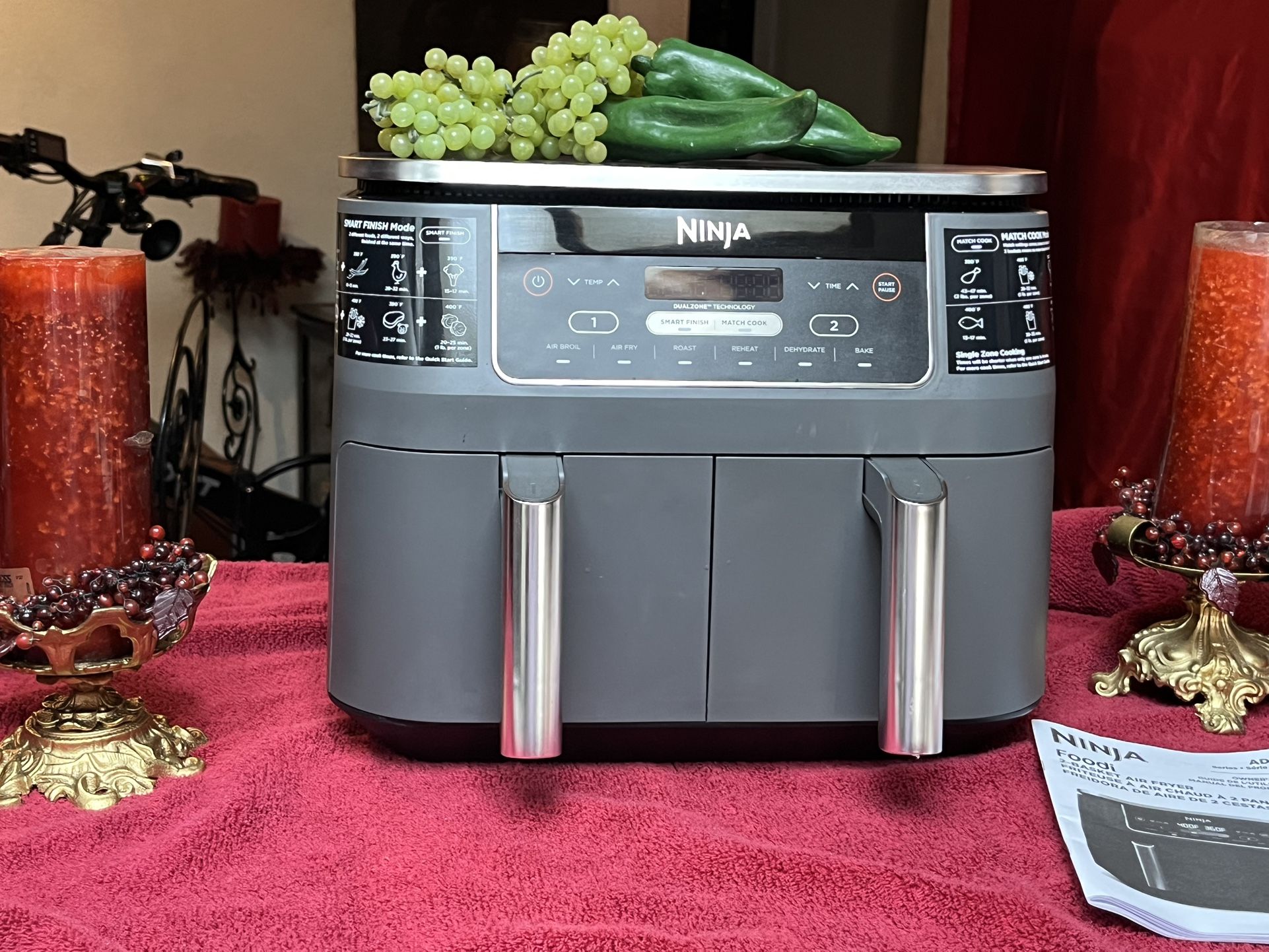 NINJA - FOODI - 2 BASKET AIR  FRYER  ( NONSTICK BASKETS ) - ( NONSTICK CRISPER PLATES )