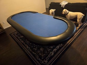 Full-Size Poker Table with Blue Felt