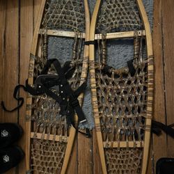 Vintage Antique Rustic Wooden Snowshoes 