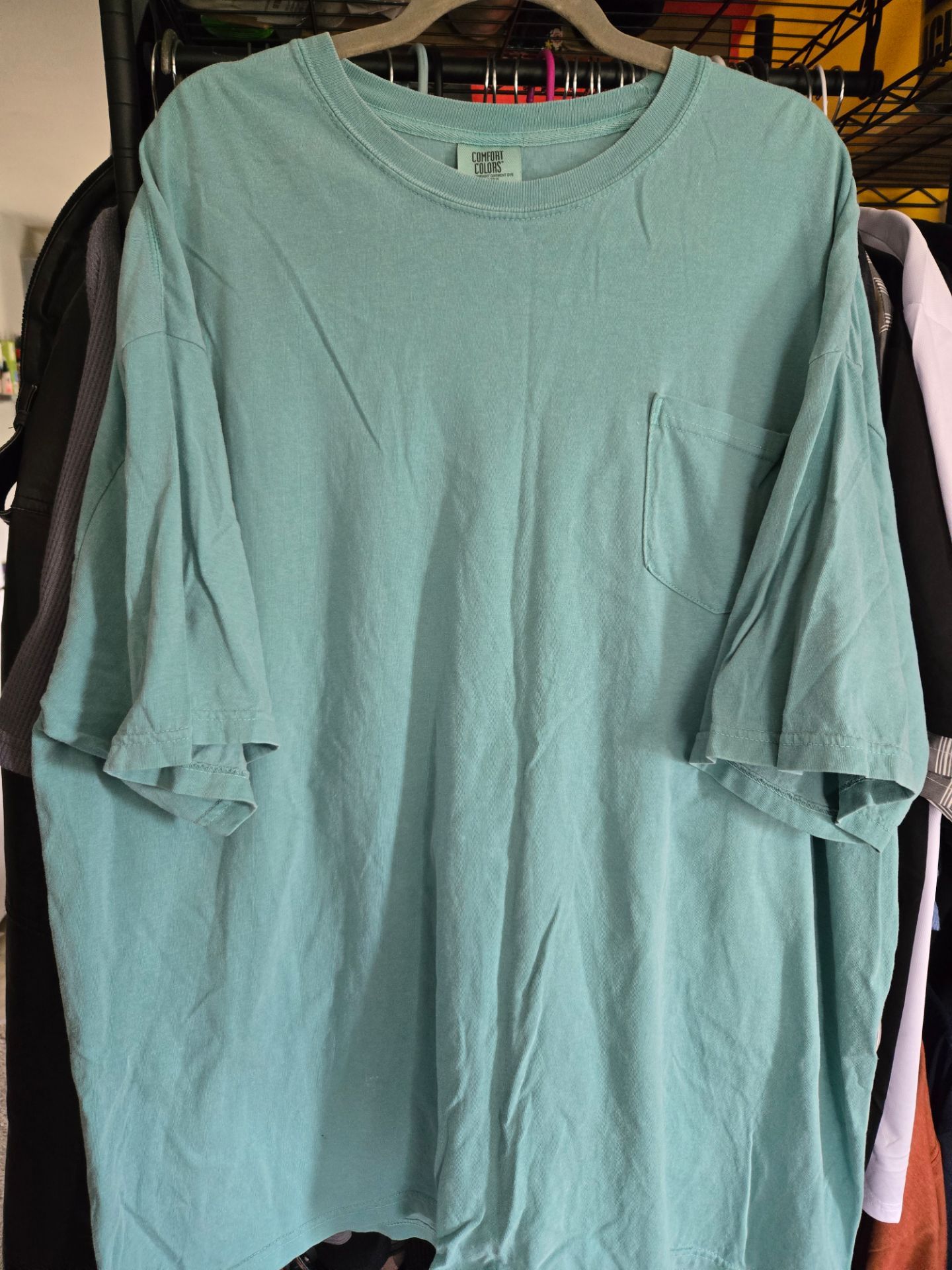 Men's size 3XL, short sleeve pocket t-shirt, aqua green