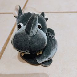 Israeli Stuffed Rhino Doll, 5" Bean Bag W/Kippa And Star Of  David Scarf/Ribbon